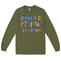 Army Green never stop exploring Long Sleeve Tee - MaliasSmallBusiness