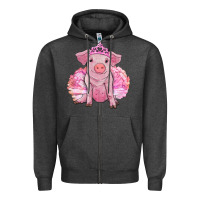 Charcoal Heather balerina pig with tutu Zipper Hoodie - RanaPortraitStore
