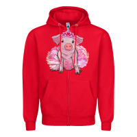 Red balerina pig with tutu Zipper Hoodie - RanaPortraitStore