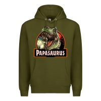 Army Green Western Papasaurus Papa Dinosaur Premium Hoodie - LillyAllenDesigns