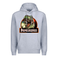 Heather Grey Western Papasaurus Papa Dinosaur Premium Hoodie - LillyAllenDesigns
