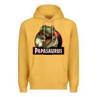 Mustard Western Papasaurus Papa Dinosaur Premium Hoodie - LillyAllenDesigns