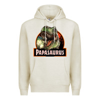 Oatmeal Heather Western Papasaurus Papa Dinosaur Premium Hoodie - LillyAllenDesigns