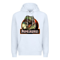 White Western Papasaurus Papa Dinosaur Premium Hoodie - LillyAllenDesigns
