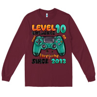 Burgundy level 10 unlocked awesome since 2013 Long Sleeve Tee - MaliasSmallBusiness