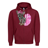 Burgundy balerina french bulldog with tutu Zipper Hoodie - RanaPortraitStore