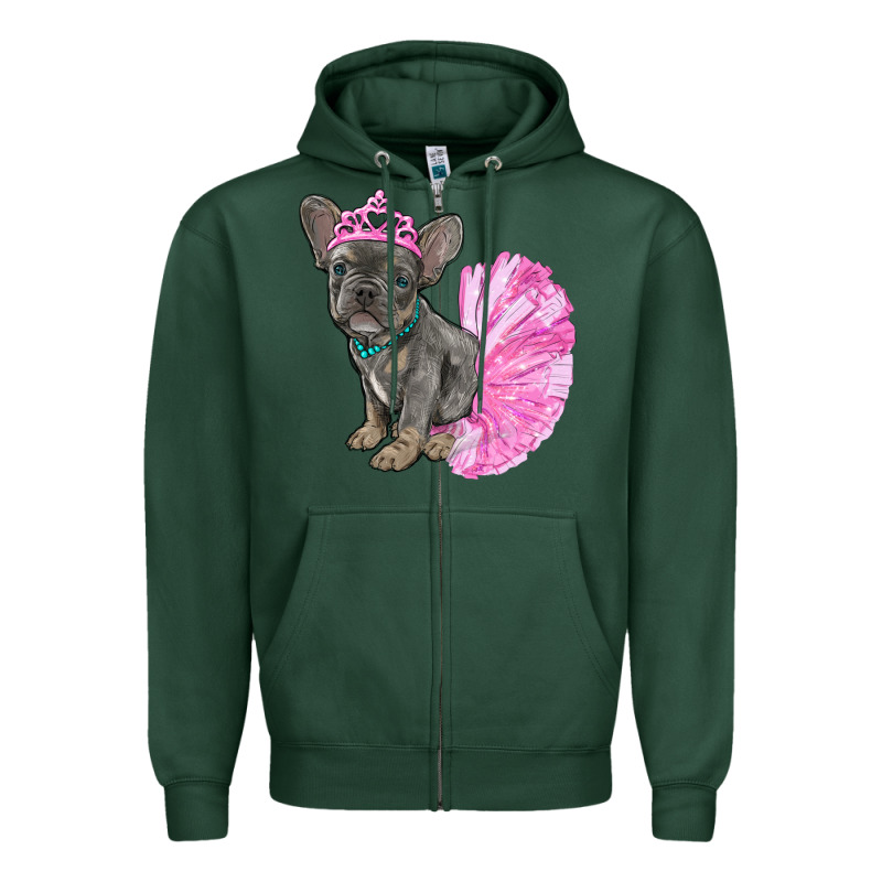 Balerina French Bulldog With Tutu Zipper Hoodie by RanaPortraitStore | Teevron