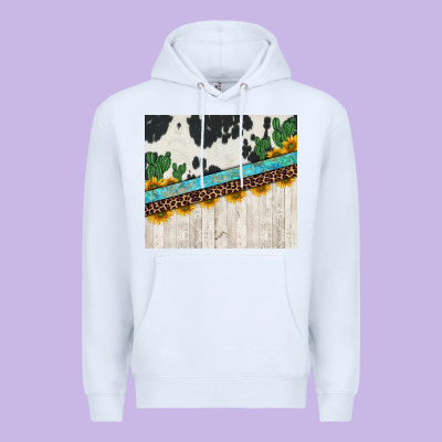 Cowhide Sunflowers Cactus Premium Hoodie Designed By Jasminsmagicworld