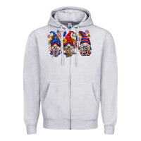 Heather Grey usa with gnome billie wilder Zipper Hoodie - texasbilliewilder
