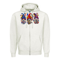 Oatmeal Heather usa with gnome billie wilder Zipper Hoodie - texasbilliewilder