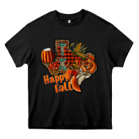 Black happy fall texas Heavy Core Tee - CowhideDigitalArt