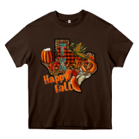 Chocolate Brown happy fall texas Heavy Core Tee - CowhideDigitalArt