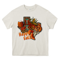 Cream happy fall texas Heavy Core Tee - CowhideDigitalArt