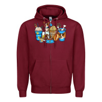 Burgundy corgi coffee cups Zipper Hoodie - Zillion Design Studio