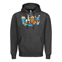 Charcoal Heather corgi coffee cups Zipper Hoodie - Zillion Design Studio
