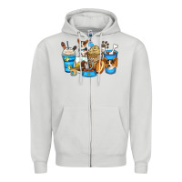 Dove Grey corgi coffee cups Zipper Hoodie - Zillion Design Studio