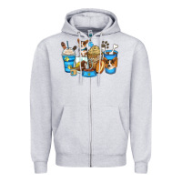 Heather Grey corgi coffee cups Zipper Hoodie - Zillion Design Studio