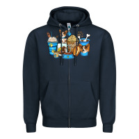 Navy corgi coffee cups Zipper Hoodie - Zillion Design Studio
