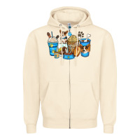 Sandshell corgi coffee cups Zipper Hoodie - Zillion Design Studio