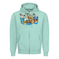 Seafoam corgi coffee cups Zipper Hoodie - Zillion Design Studio