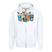 White corgi coffee cups Zipper Hoodie - Zillion Design Studio