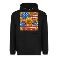 Black sunflowers american flag seamless pattern Heavyweight Hoodie - HRA Design Shop