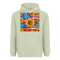 Matcha sunflowers american flag seamless pattern Heavyweight Hoodie - HRA Design Shop