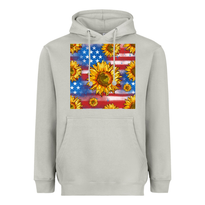 Sunflowers American Flag Seamless Pattern Heavyweight Hoodie by HRA Design Shop | Teevron