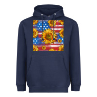 Navy sunflowers american flag seamless pattern Heavyweight Hoodie - HRA Design Shop