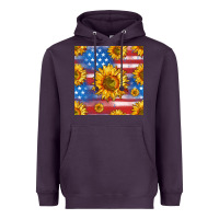 Plum sunflowers american flag seamless pattern Heavyweight Hoodie - HRA Design Shop