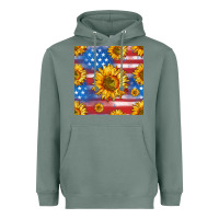Sage sunflowers american flag seamless pattern Heavyweight Hoodie - HRA Design Shop