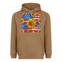Toasted Coconut sunflowers american flag seamless pattern Heavyweight Hoodie - HRA Design Shop