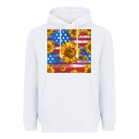 White sunflowers american flag seamless pattern Heavyweight Hoodie - HRA Design Shop