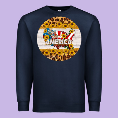 God Bless America Round Coaster Premium Sweatshirt Designed By Hra Design Shop