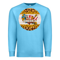 Ocean Blue god bless america round coaster Premium Sweatshirt - HRA Design Shop