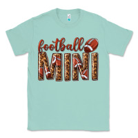 Seafoam football mini with leopard Classic Tee - texasbilliewilder