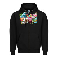 Black skeleton summer coffee cups Zipper Hoodie - Zillion Design Studio
