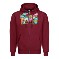 Burgundy skeleton summer coffee cups Zipper Hoodie - Zillion Design Studio