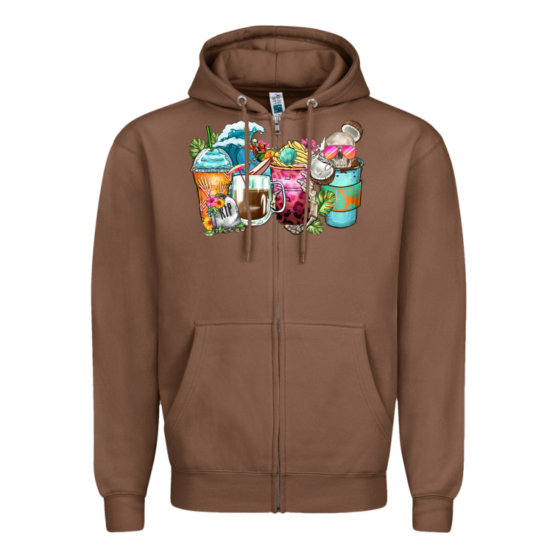 Skeleton Summer Coffee Cups Zipper Hoodie by Zillion Design Studio | Teevron