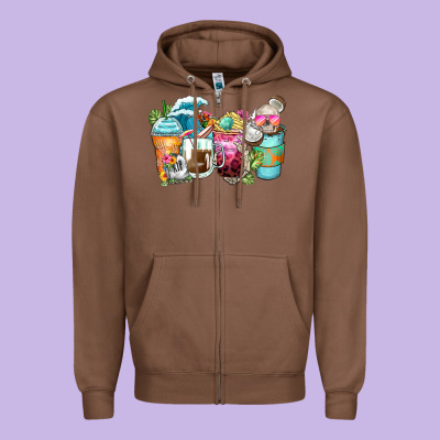 Zipper Hoodie skeleton summer coffee cups