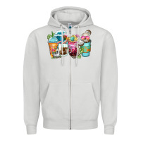 Dove Grey skeleton summer coffee cups Zipper Hoodie - Zillion Design Studio