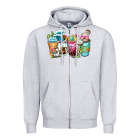 Heather Grey skeleton summer coffee cups Zipper Hoodie - Zillion Design Studio
