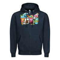 Navy skeleton summer coffee cups Zipper Hoodie - Zillion Design Studio