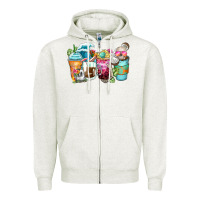 Oatmeal Heather skeleton summer coffee cups Zipper Hoodie - Zillion Design Studio