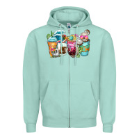 Seafoam skeleton summer coffee cups Zipper Hoodie - Zillion Design Studio