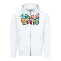 White skeleton summer coffee cups Zipper Hoodie - Zillion Design Studio