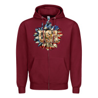 Burgundy usa sunflower billie wilder Zipper Hoodie - texasbilliewilder