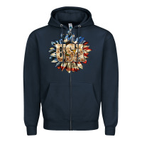 Navy usa sunflower billie wilder Zipper Hoodie - texasbilliewilder
