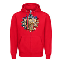 Red usa sunflower billie wilder Zipper Hoodie - texasbilliewilder