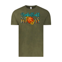 Vintage Olive western leopard camouflage sunflowers glitter mom basketball Vintage Tee - Artiststas